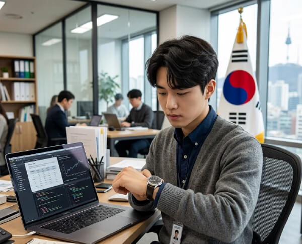 Korean man checking time